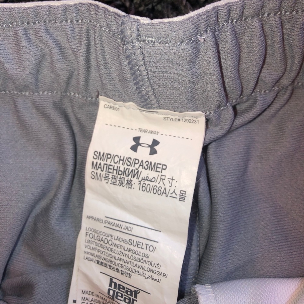 Grey/White Under Armor Athletic Shorts (small) - Picture 3 of 3